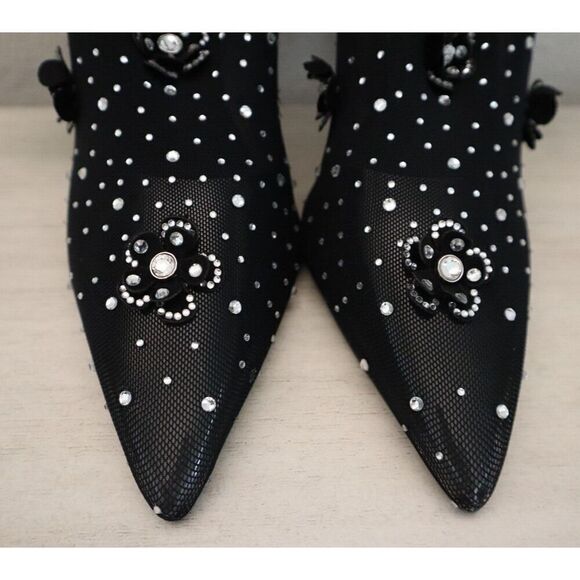 Azalea Wang Women's Sz 7 Black Marlowe Embellished Pointed Toe Bootie - Picture 8 of 13